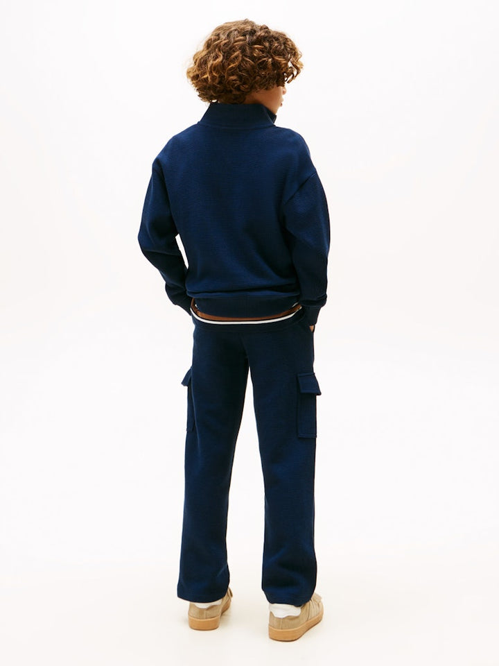TH BOYS TEXTURE HALF ZIP SWEATSHIRT - NAVY
