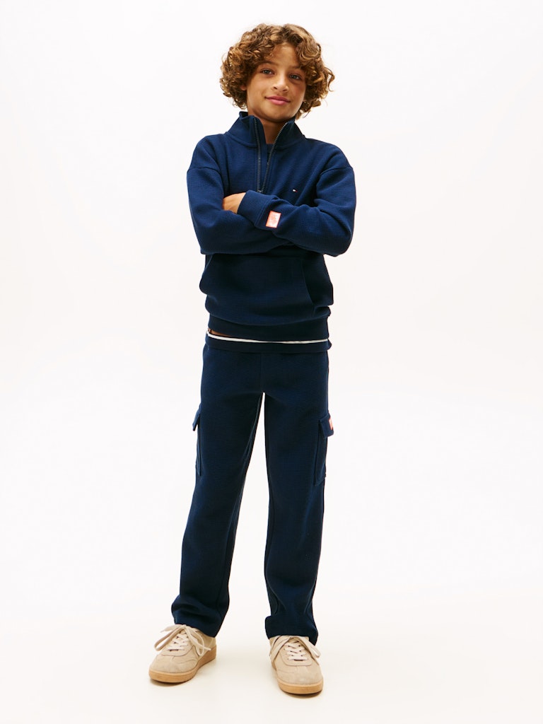TH BOYS TEXTURE HALF ZIP SWEATSHIRT - NAVY