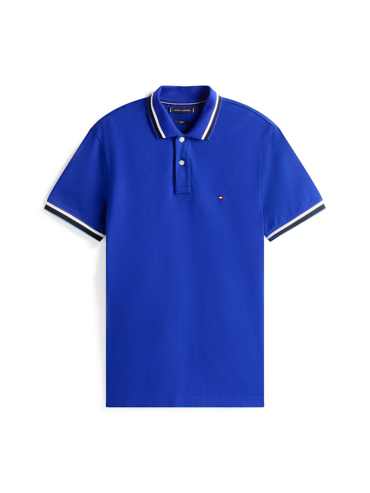 TOMMY HILFIGER CUFF INTEREST SLIM FIT POLO - WEDGE BLUE