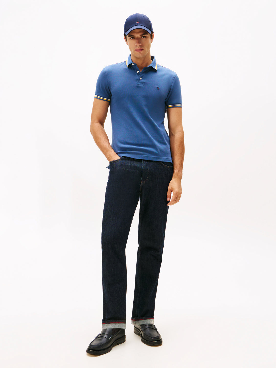 TH TIPPED SLIM FIT SEASONAL POLO - AEGEAN SEA
