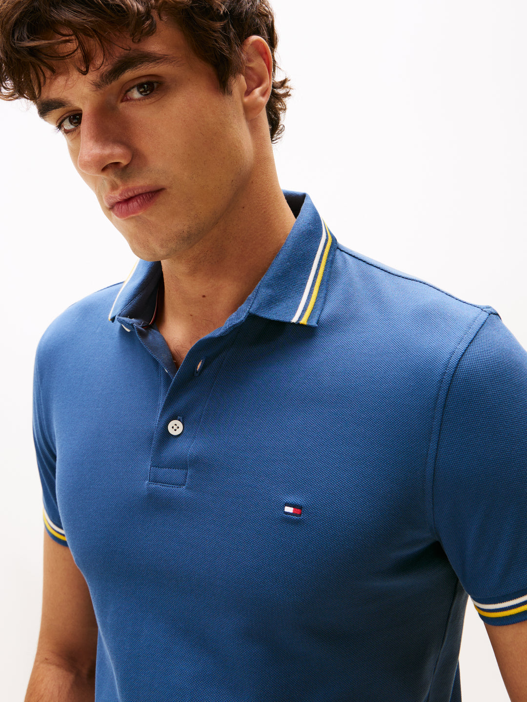 TH TIPPED SLIM FIT SEASONAL POLO - AEGEAN SEA