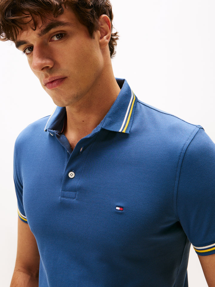TH TIPPED SLIM FIT SEASONAL POLO - AEGEAN SEA
