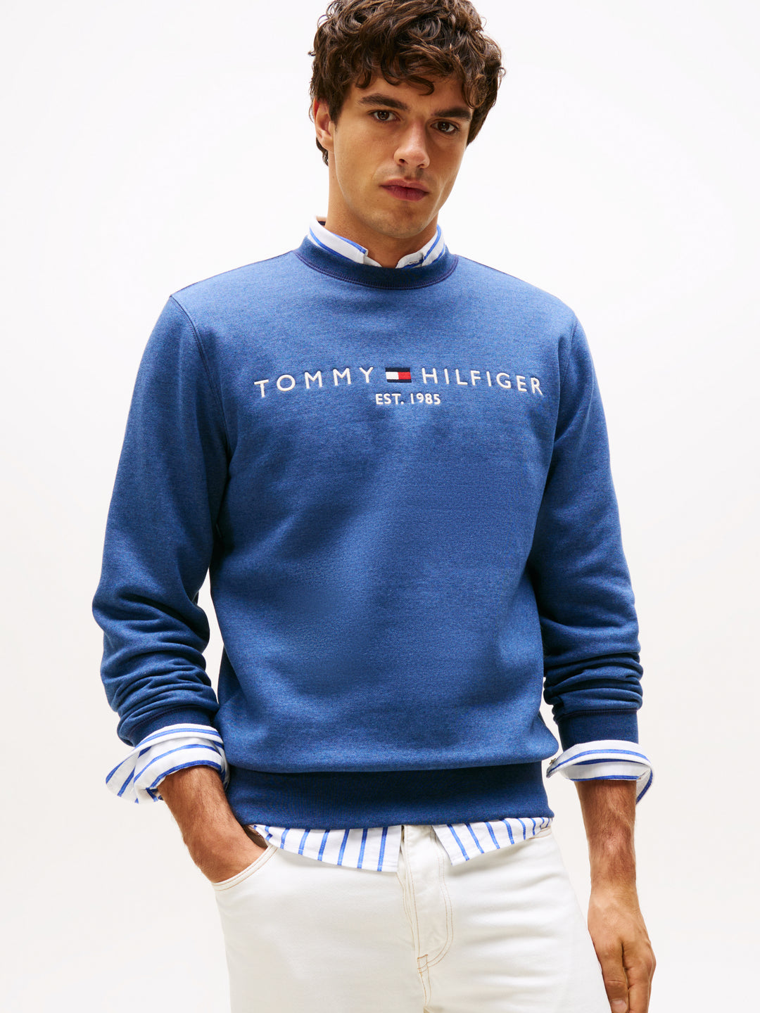 TH TOMMY LOGO SWEATSHIRT - AEGEAN SEA HEATHER