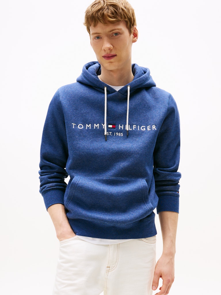 TH TOMMY LOGO HOODY - AEGEAN SEA HEATHER
