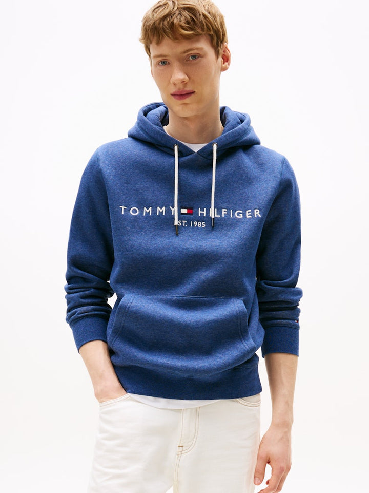TH TOMMY LOGO HOODY - AEGEAN SEA HEATHER