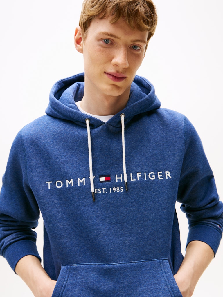 TH TOMMY LOGO HOODY - AEGEAN SEA HEATHER