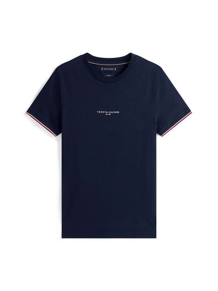 TH TOMMY LOGO TIPPED TEE - NAVY