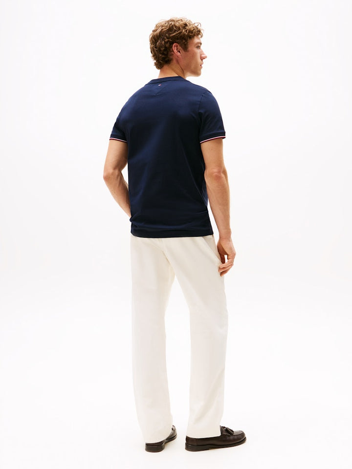 TH TOMMY LOGO TIPPED TEE - NAVY