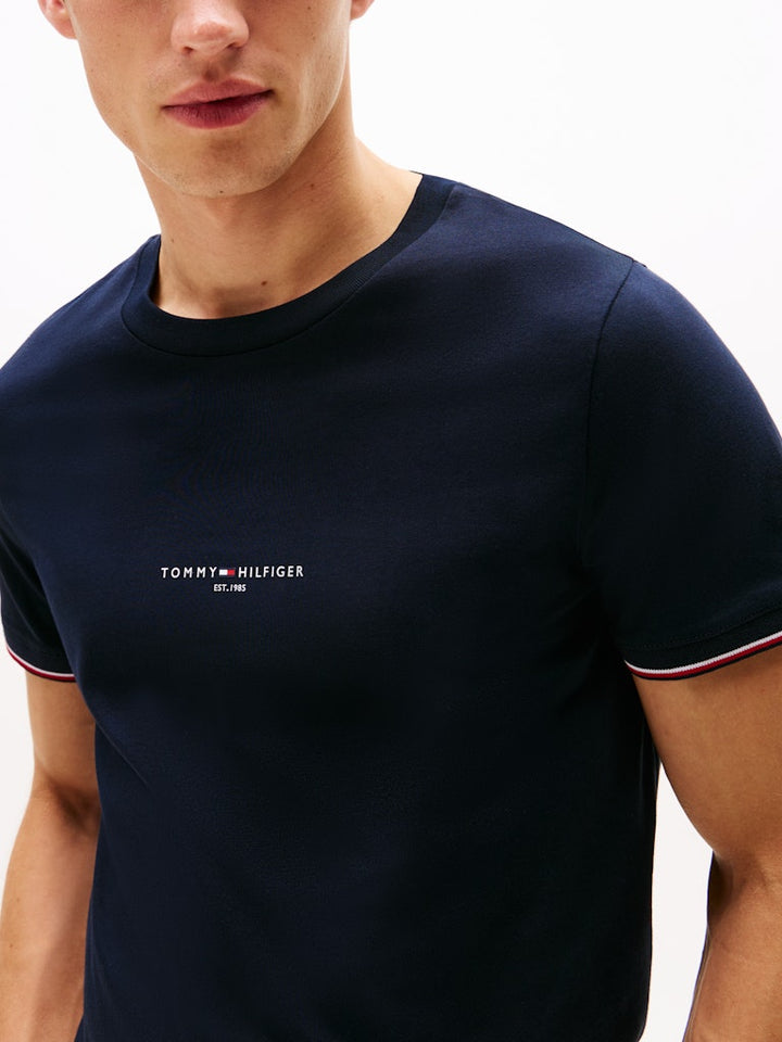 TH TOMMY LOGO TIPPED TEE - NAVY