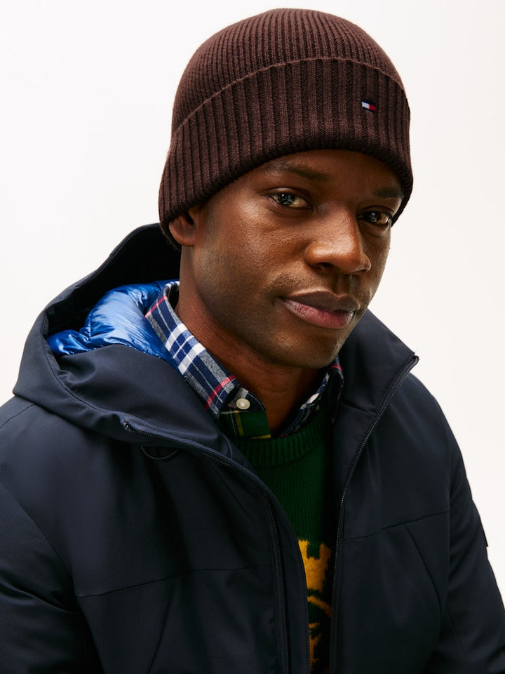 TH FLAG PIMA COTTON BEANIE - RICH WALNUT