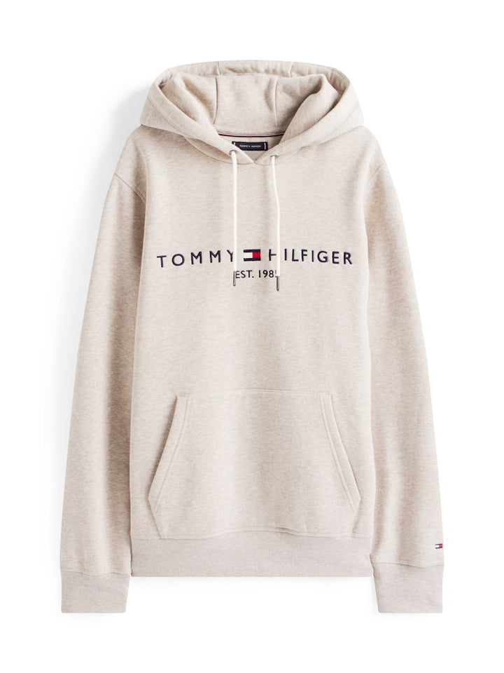 TH TOMMY LOGO HOODY - HEATHERED PEBBLE
