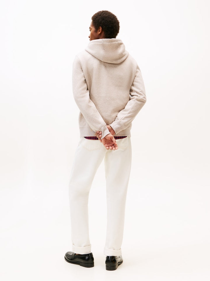 TH TOMMY LOGO HOODY - HEATHERED PEBBLE