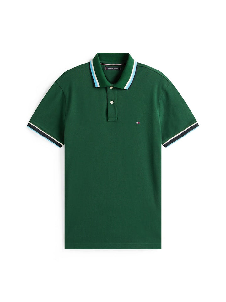 TOMMY HILFIGER CUFF INTEREST SLIM FIT POLO - GREEN