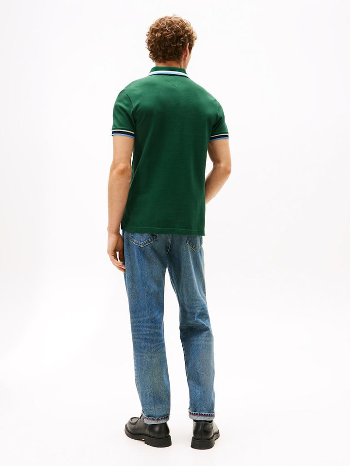 TOMMY HILFIGER CUFF INTEREST SLIM FIT POLO - GREEN