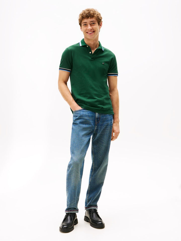 TOMMY HILFIGER CUFF INTEREST SLIM FIT POLO - GREEN
