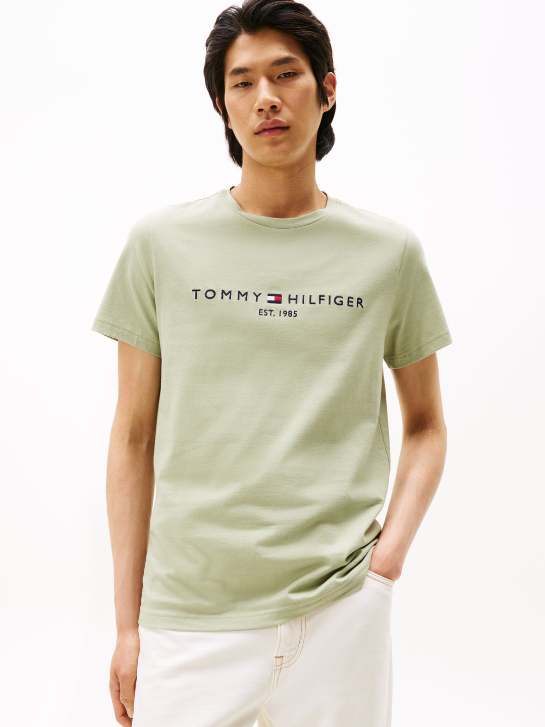 TH TOMMY LOGO TEE - EARTH SAGE
