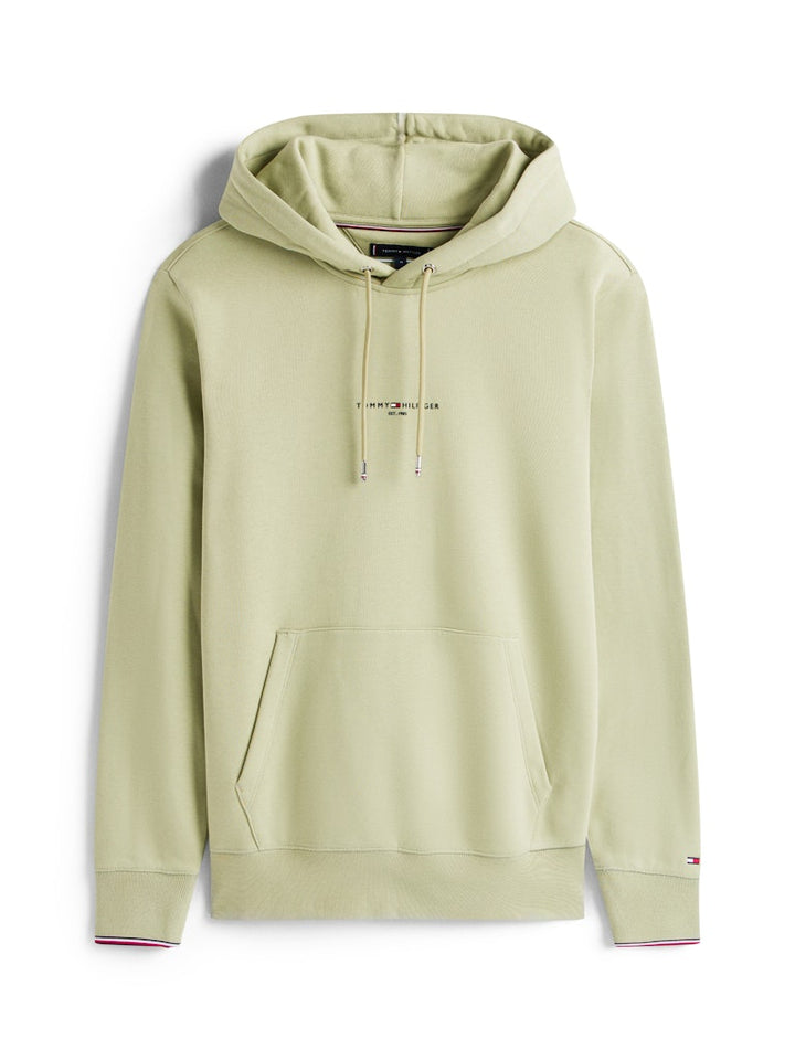 TH TOMMY LOGO TIPPED HOODY - EARTH SAGE