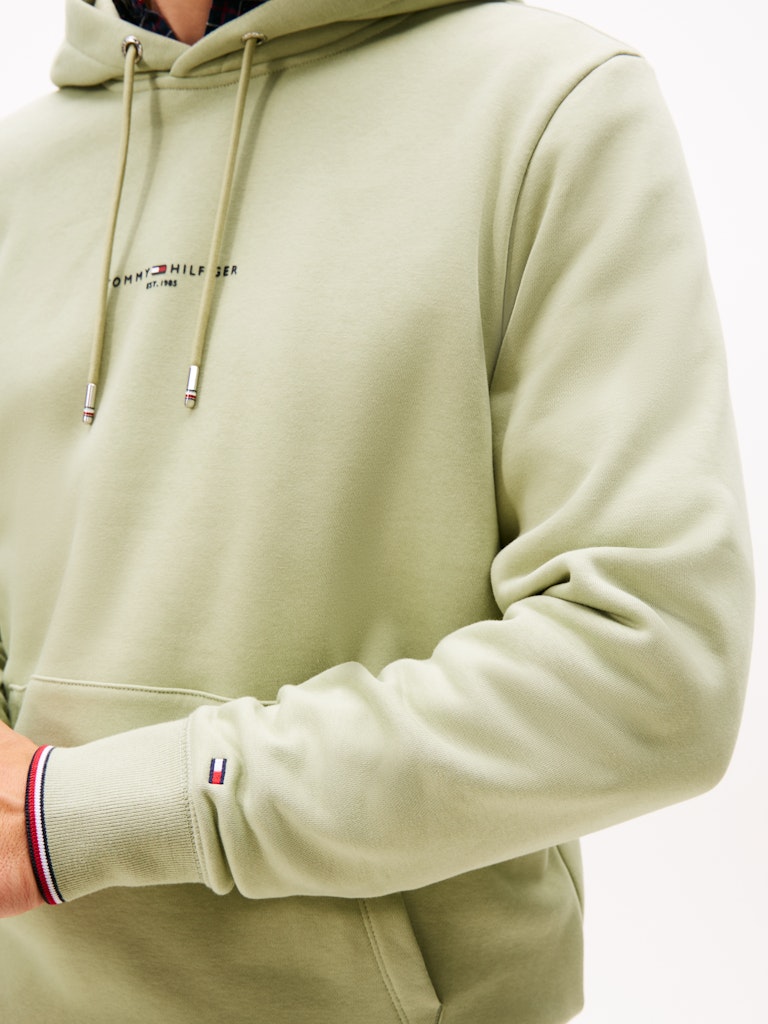 TH TOMMY LOGO TIPPED HOODY - EARTH SAGE