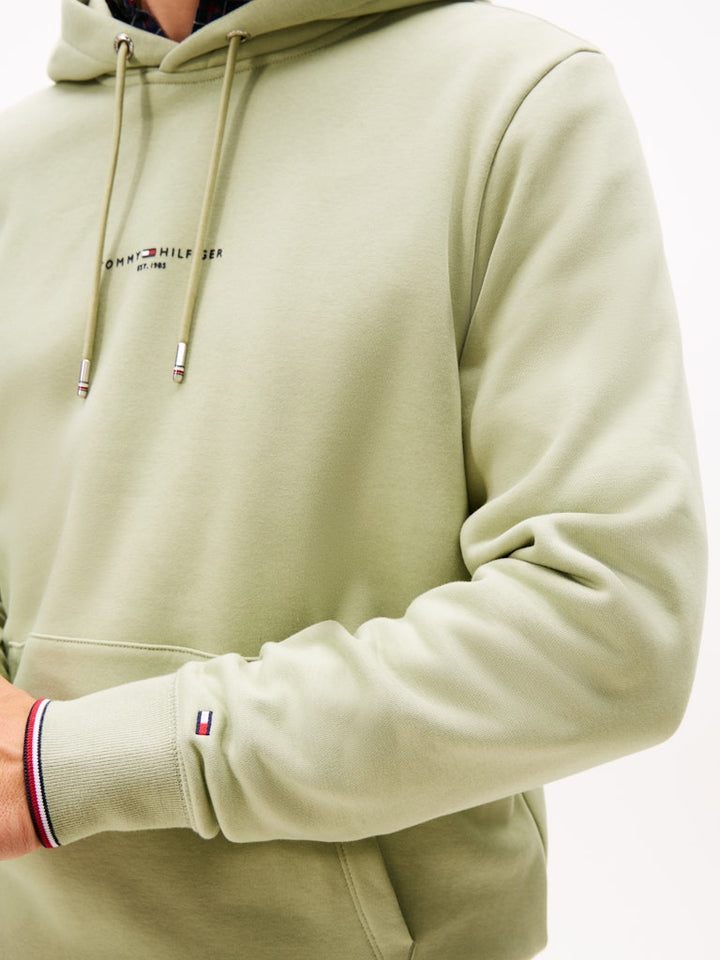 TH TOMMY LOGO TIPPED HOODY - EARTH SAGE