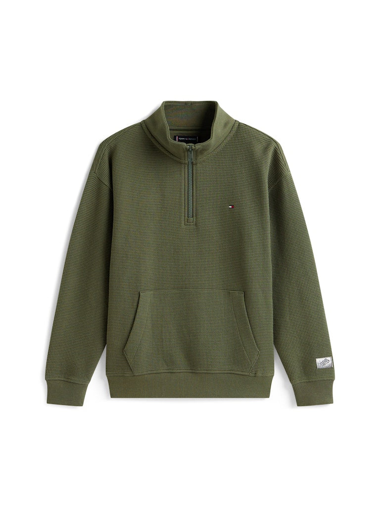 TH BOYS TEXTURE HALF ZIP SWEATSHIRT - GREEN