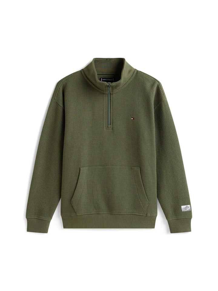 TH BOYS TEXTURE HALF ZIP SWEATSHIRT - GREEN