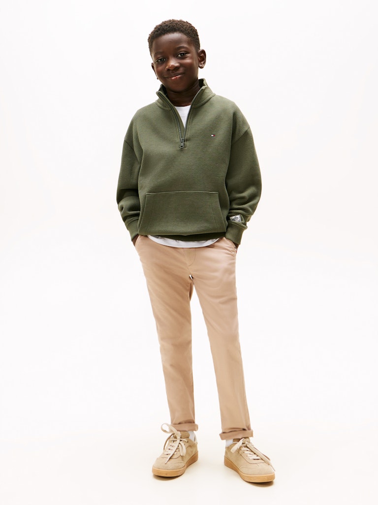 TH BOYS TEXTURE HALF ZIP SWEATSHIRT - GREEN