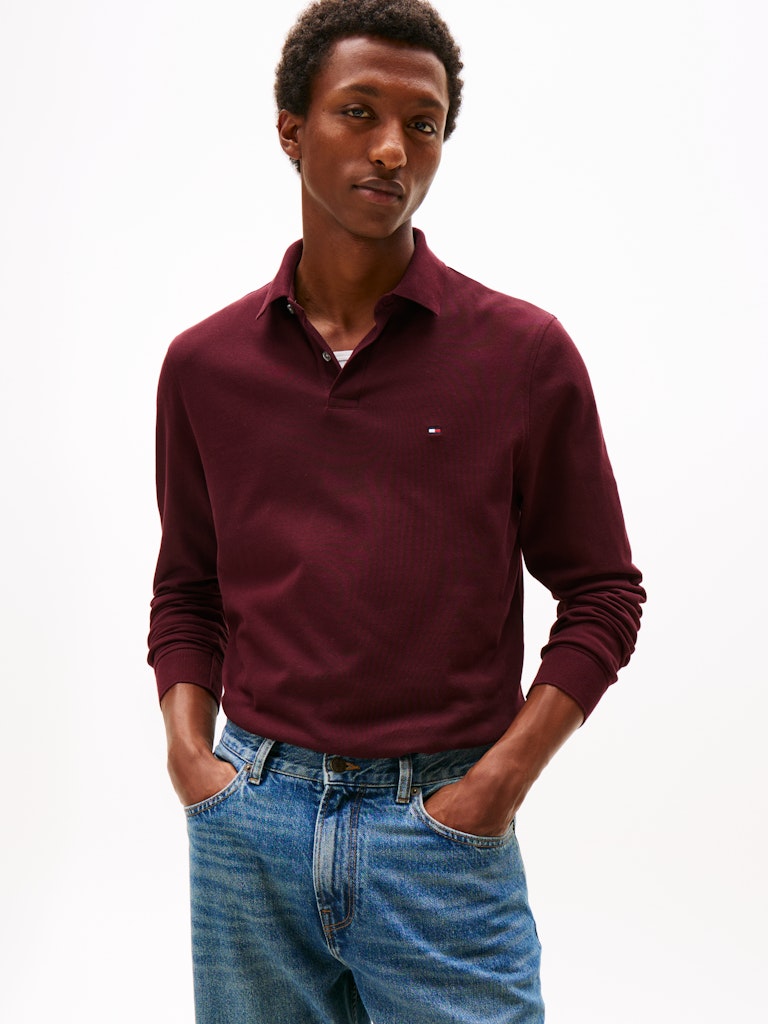 TOMMY HILFIGER 1985 REGULAR LS POLO - DEEP BURGUNDY