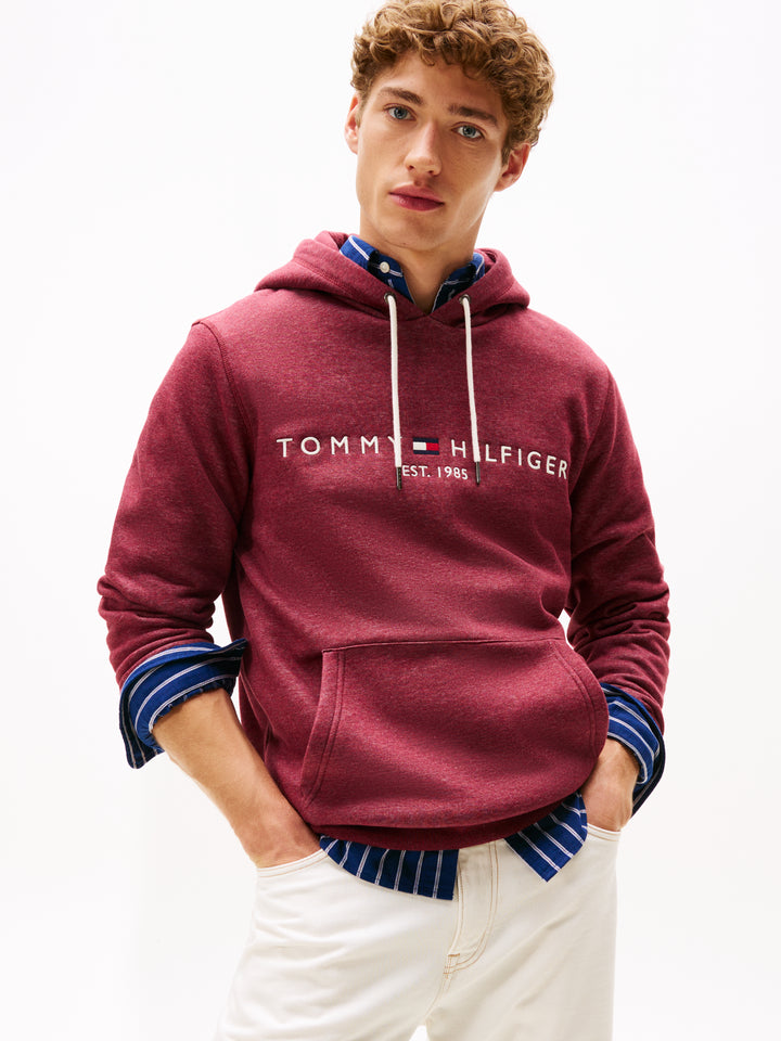 TH TOMMY LOGO HOODY - DEEP ROUGE HTR