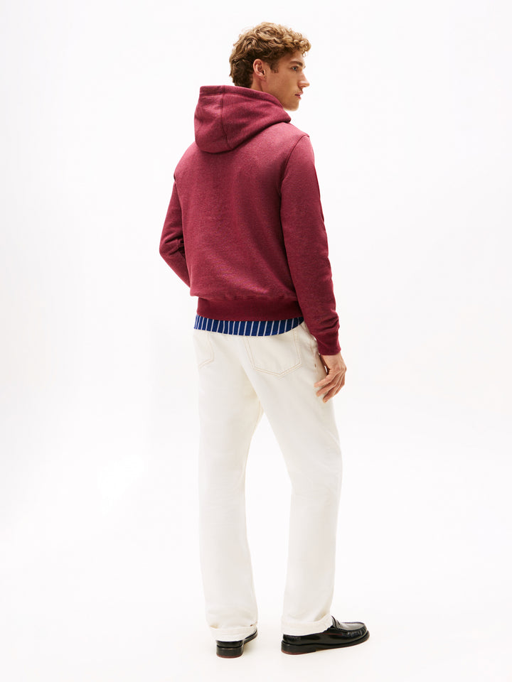 TH TOMMY LOGO HOODY - DEEP ROUGE HTR