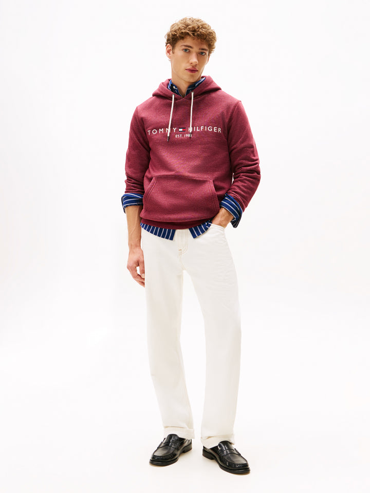 TH TOMMY LOGO HOODY - DEEP ROUGE HTR