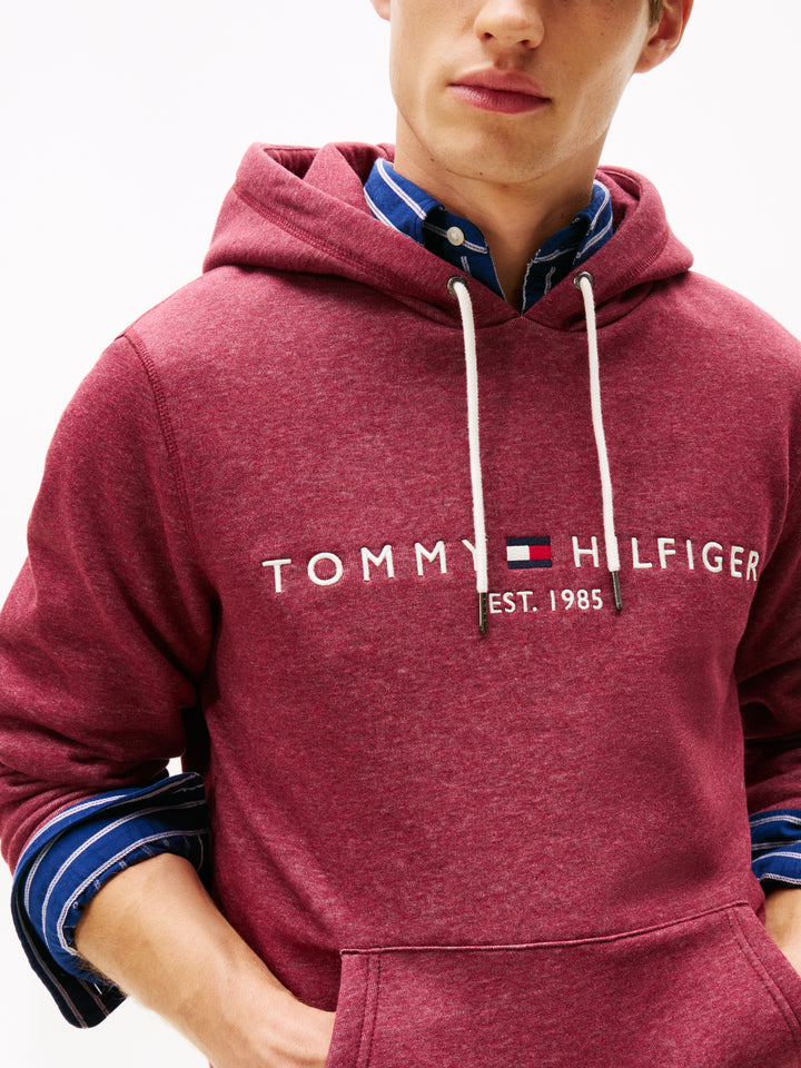TH TOMMY LOGO HOODY - DEEP ROUGE HTR