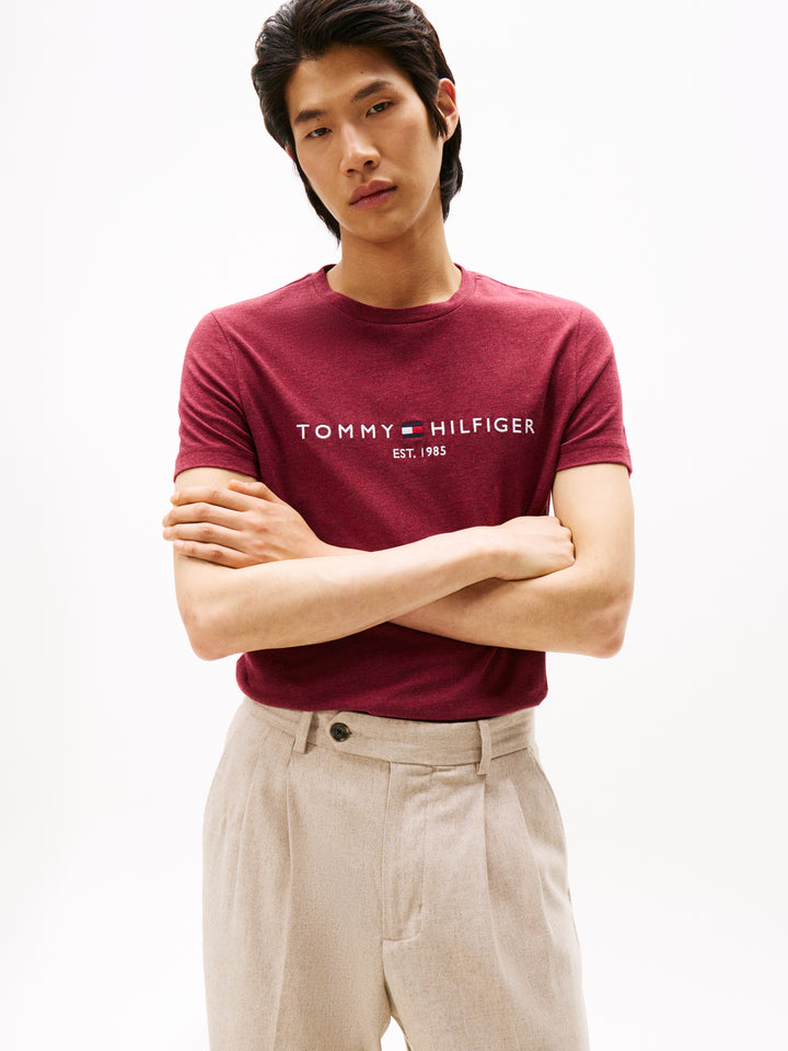TH TOMMY LOGO TEE - DEEP ROUGE HEATHER
