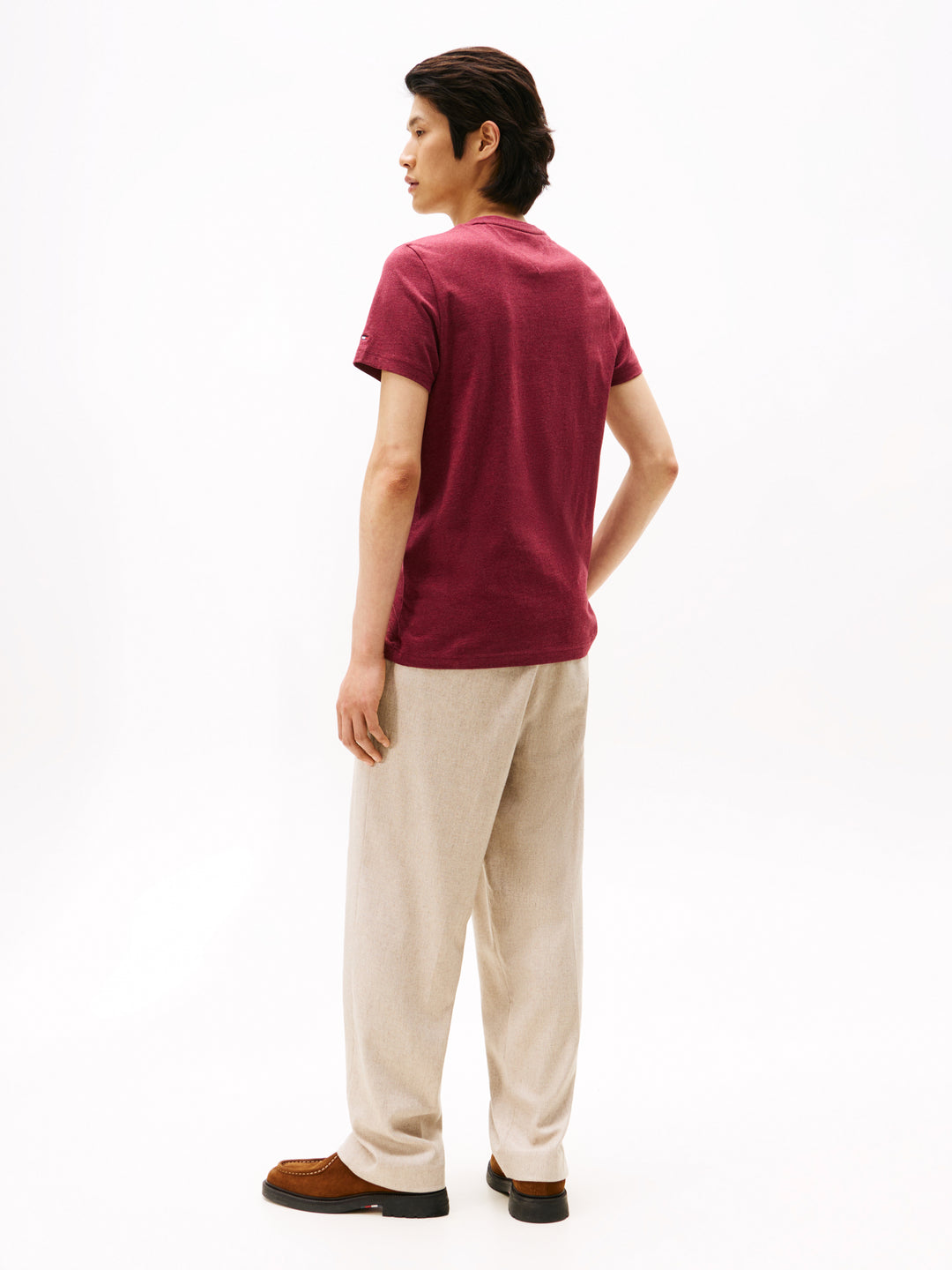 TH TOMMY LOGO TEE - DEEP ROUGE HEATHER