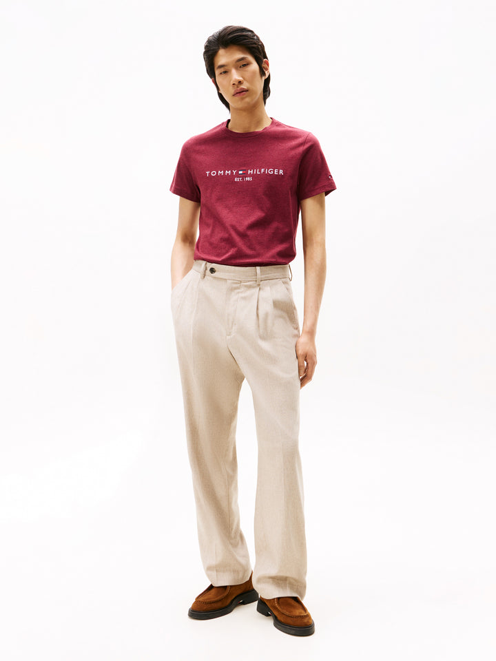TH TOMMY LOGO TEE - DEEP ROUGE HEATHER