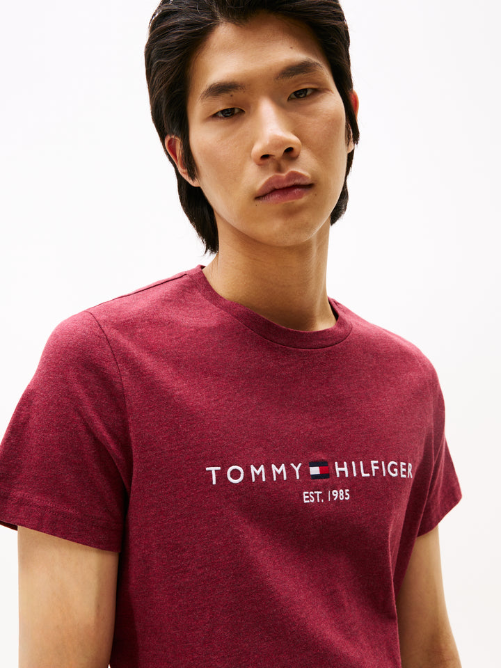 TH TOMMY LOGO TEE - DEEP ROUGE HEATHER