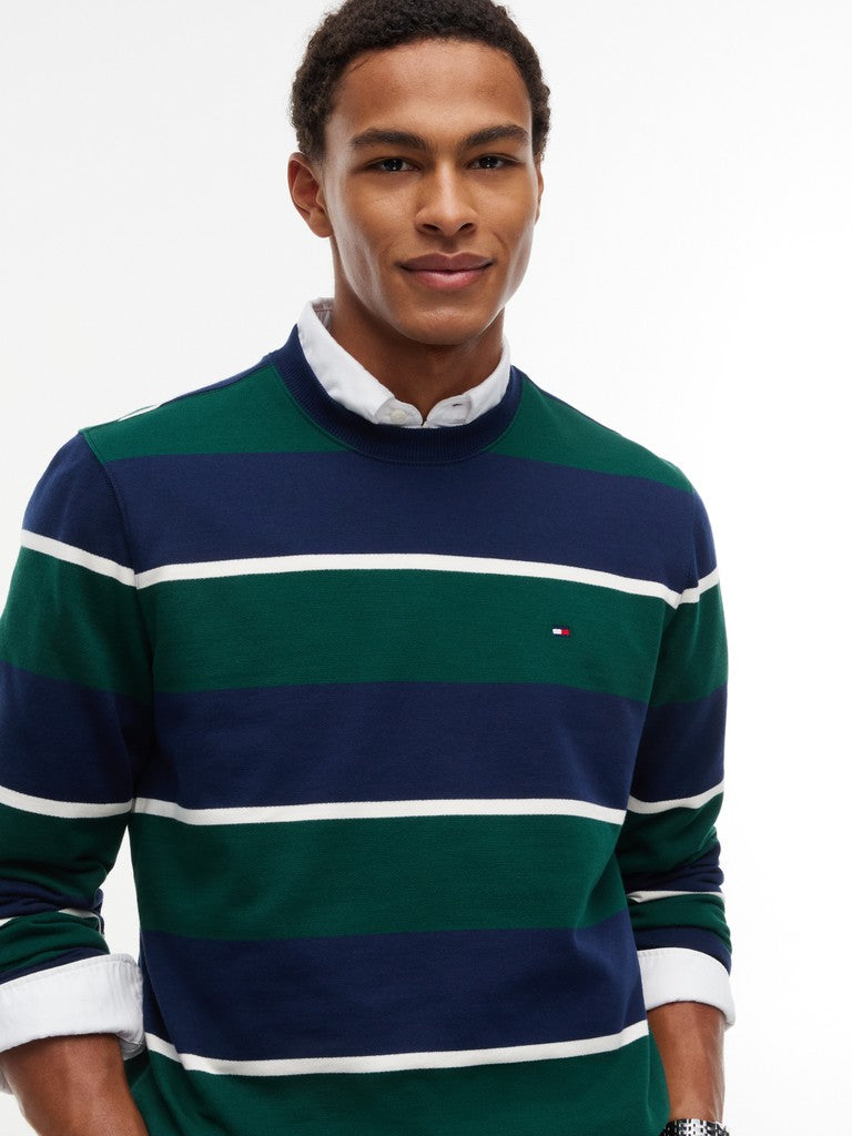TOMMY HILFIGER ESSENTIAL TERRY CREWNECK - NAVY MULTI