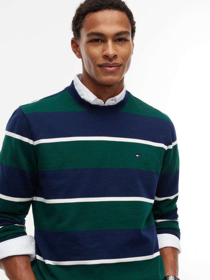 TOMMY HILFIGER ESSENTIAL TERRY CREWNECK - NAVY MULTI