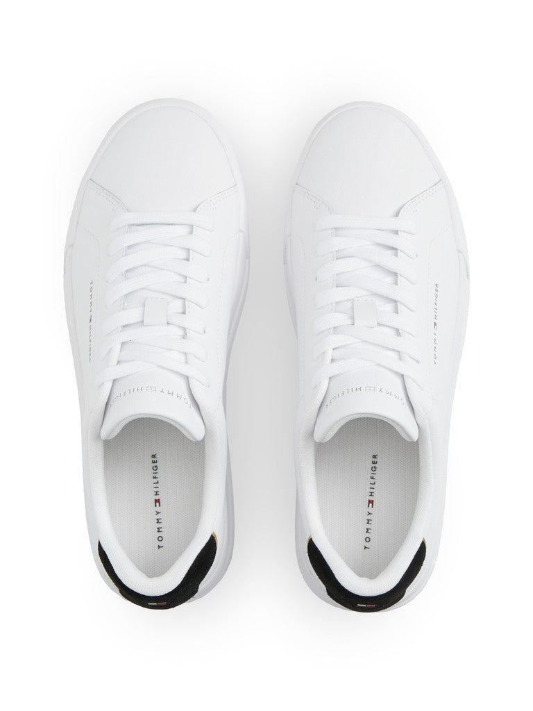 TOMMY HILFIGER COURT LTH DETAIL ESS - WHITE/BLACK/GOLD