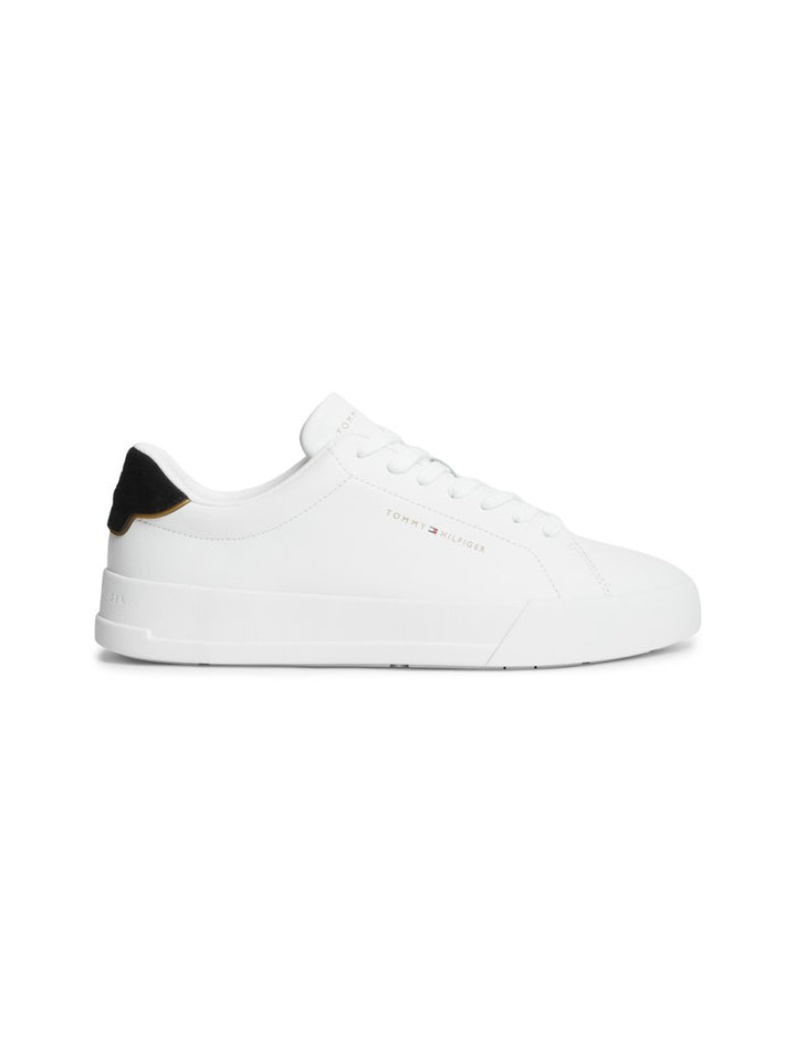 TOMMY HILFIGER COURT LTH DETAIL ESS - WHITE/BLACK/GOLD