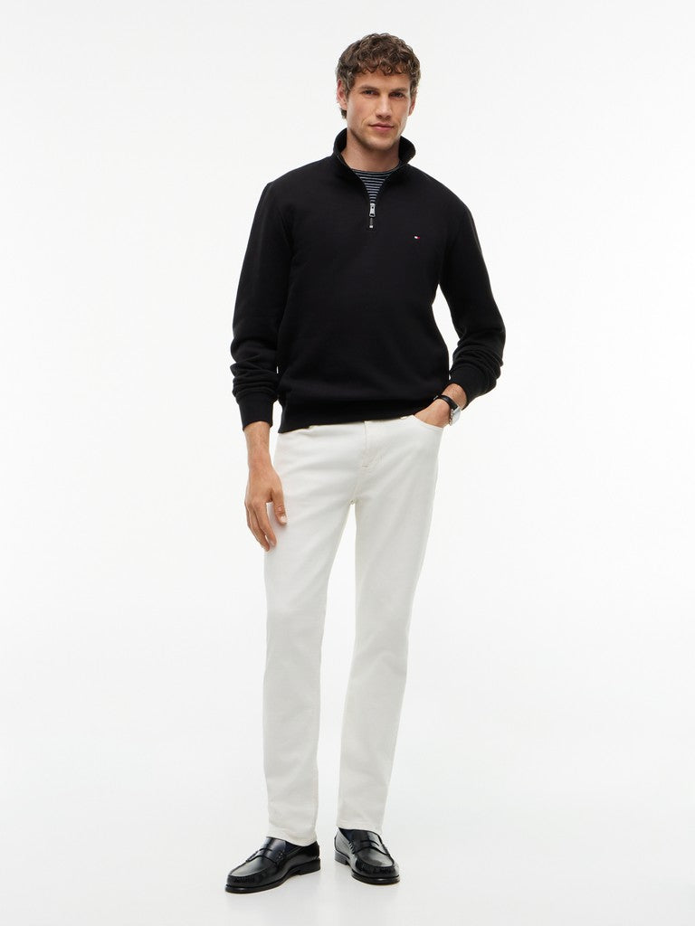 TOMMY HILFIGER ESSENTIAL FLEECE 1/4 ZIP - BLACK