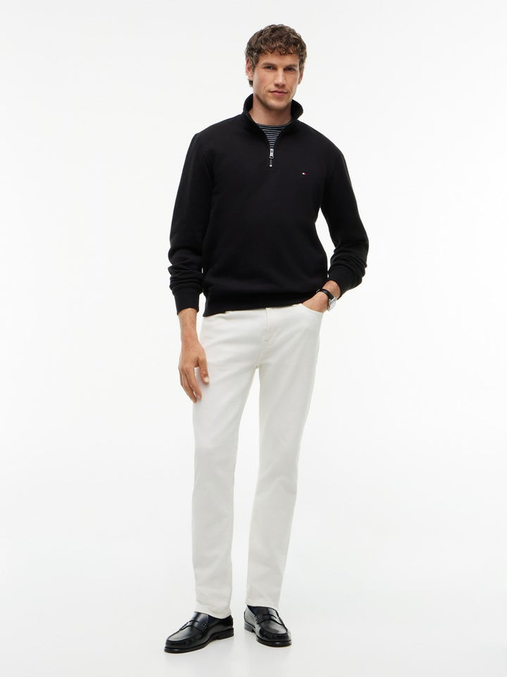 TOMMY HILFIGER ESSENTIAL FLEECE 1/4 ZIP - BLACK