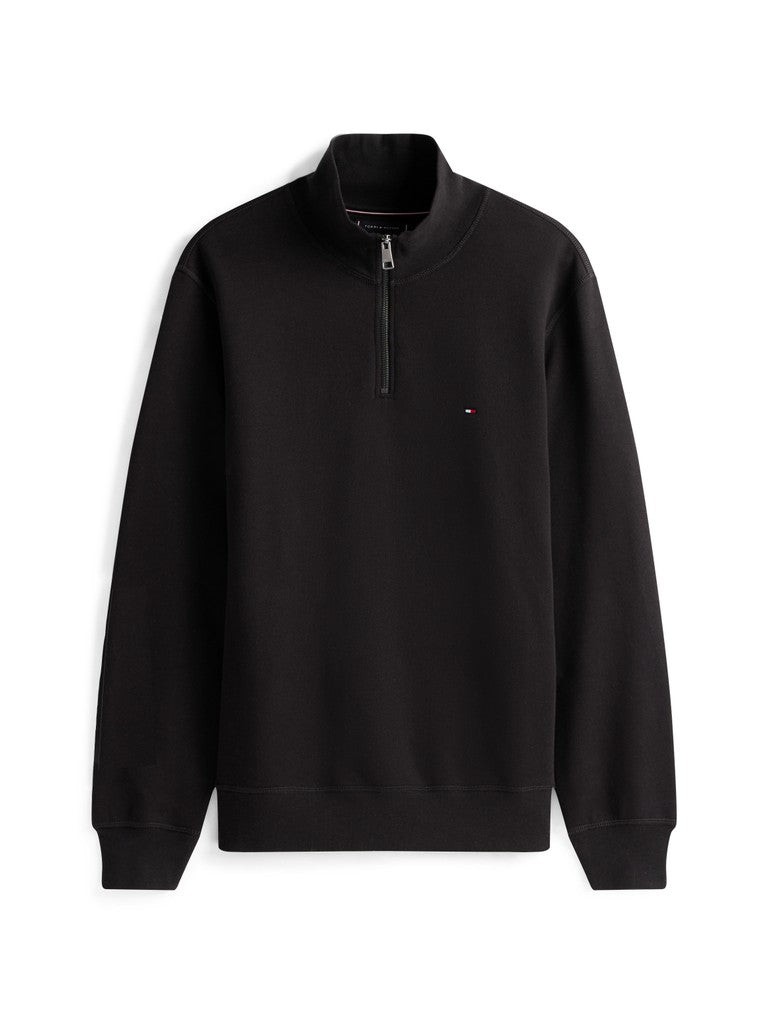 TOMMY HILFIGER ESSENTIAL FLEECE 1/4 ZIP - BLACK