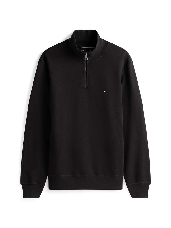 TOMMY HILFIGER ESSENTIAL FLEECE 1/4 ZIP - BLACK