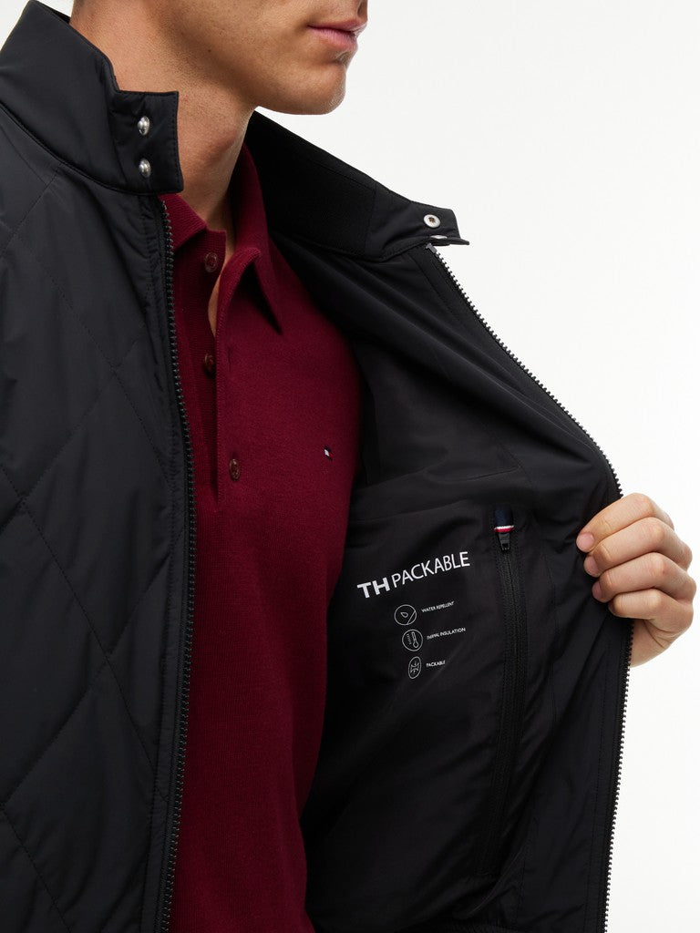 TOMMY HILFIGER PACKABLE QUILTED HARRINGTON - BLACK