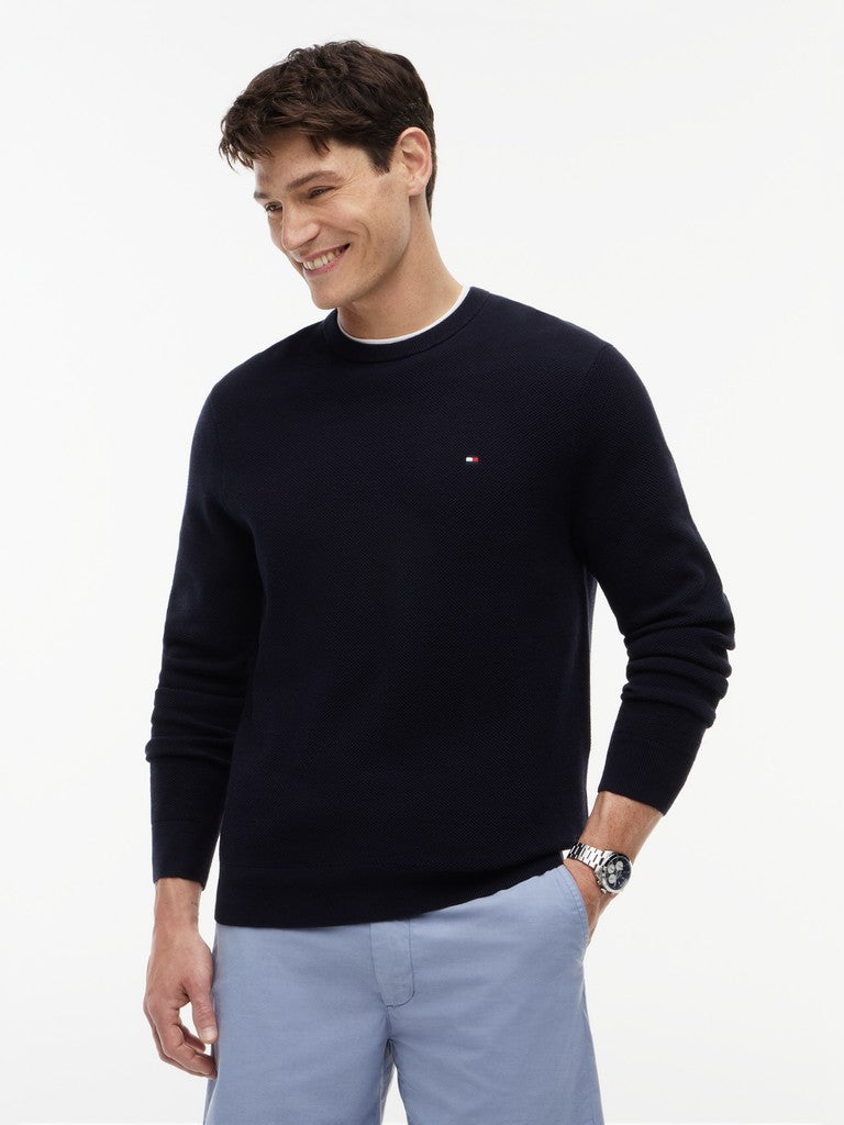 TOMMY HILFIGER ESSENTIAL STRUCTURE CREW - NAVY BLUE