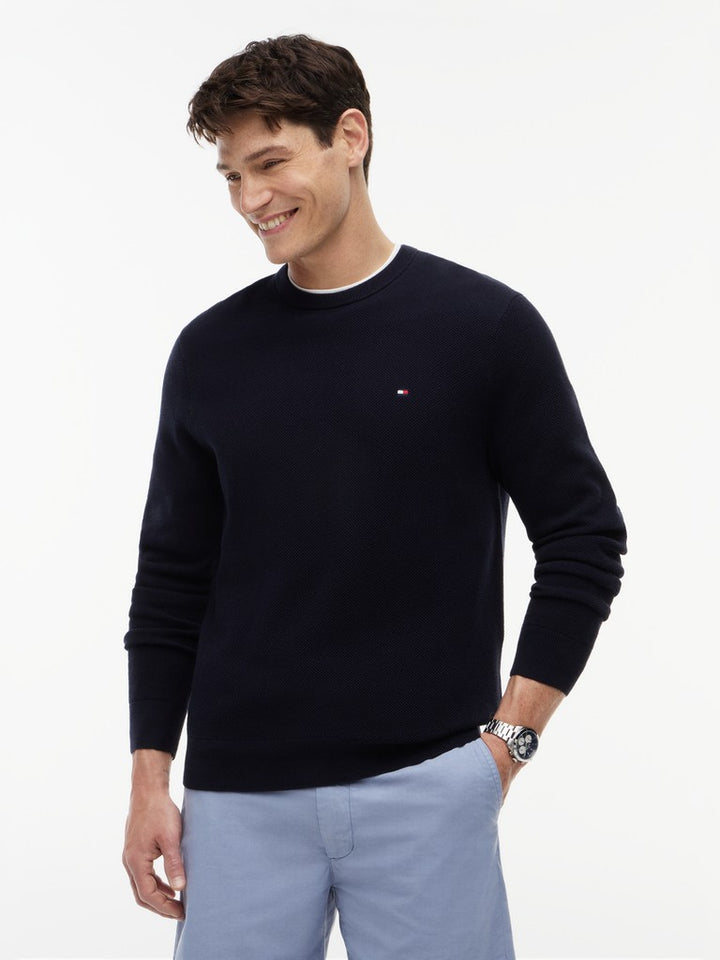 TOMMY HILFIGER ESSENTIAL STRUCTURE CREW - NAVY BLUE