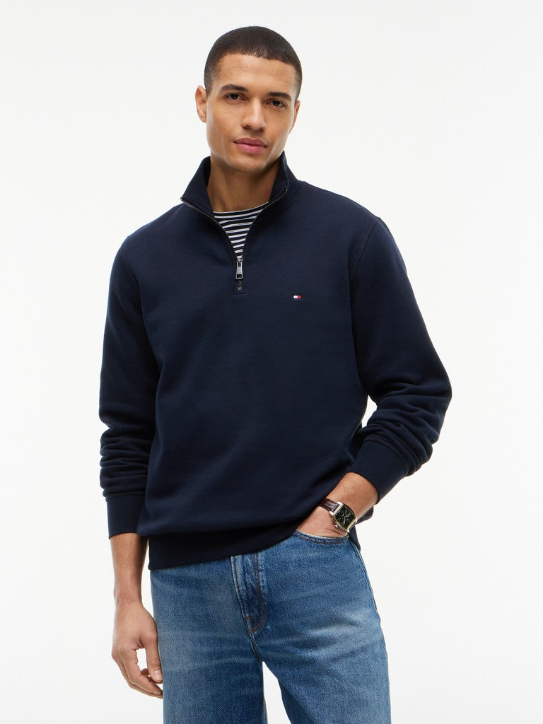 TOMMY HILFIGER ESSENTIAL FLEECE 1/4 ZIP - NAVY BLUE