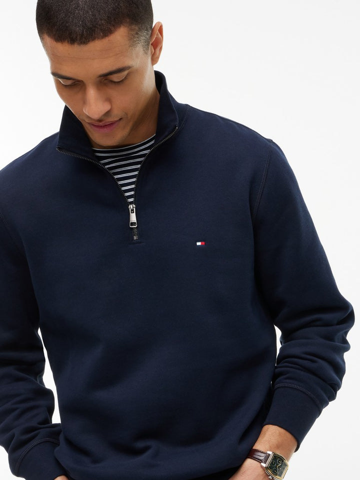 TOMMY HILFIGER ESSENTIAL FLEECE 1/4 ZIP - NAVY BLUE