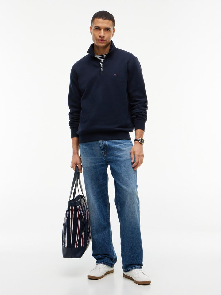 TOMMY HILFIGER ESSENTIAL FLEECE 1/4 ZIP - NAVY BLUE