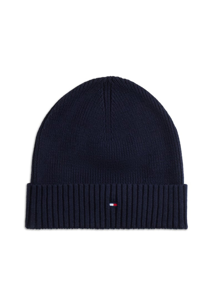 TOMMY HILFIGER FLAG BEANIE AND SCARF - SPACE BLUE